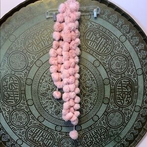 Elegant Pink Fur Pom-Pom Scarf